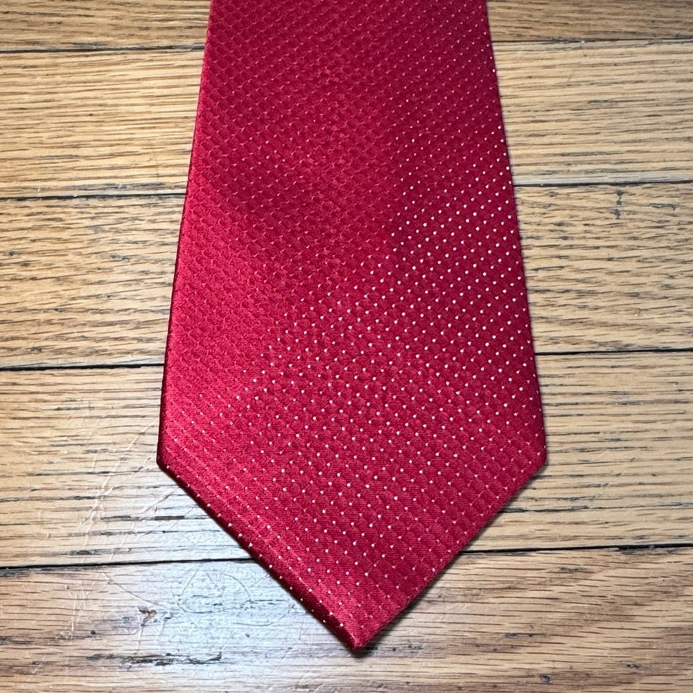 J.F. Ferrar Classic Red Silk and Metallic Tie